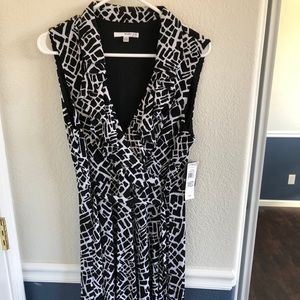 NEW black and white ruffle neck wrap type dress